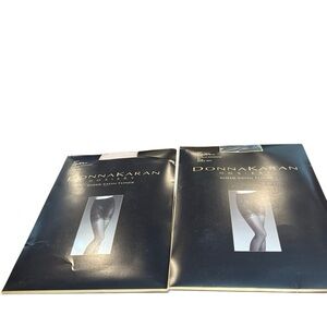 Donna Karan Sheer Satin Toner in Black & Dark Buff lot of 2 Sz.Tall NWT